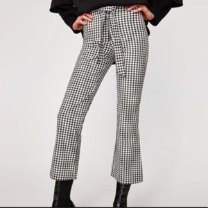 Zara Gingham Tie Waist Ankle Pants